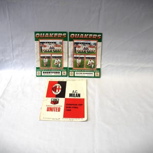 Vintage 1969 Manchester United v AC Milan European Cup Semi Final + 2x Darlington AFC 80s Autographed Football Programmes