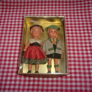 Vintage 1960s German Doll in Traditional Dress Blow Molded Doll with Clothes with Tourist Souvenir Doll in Original Box