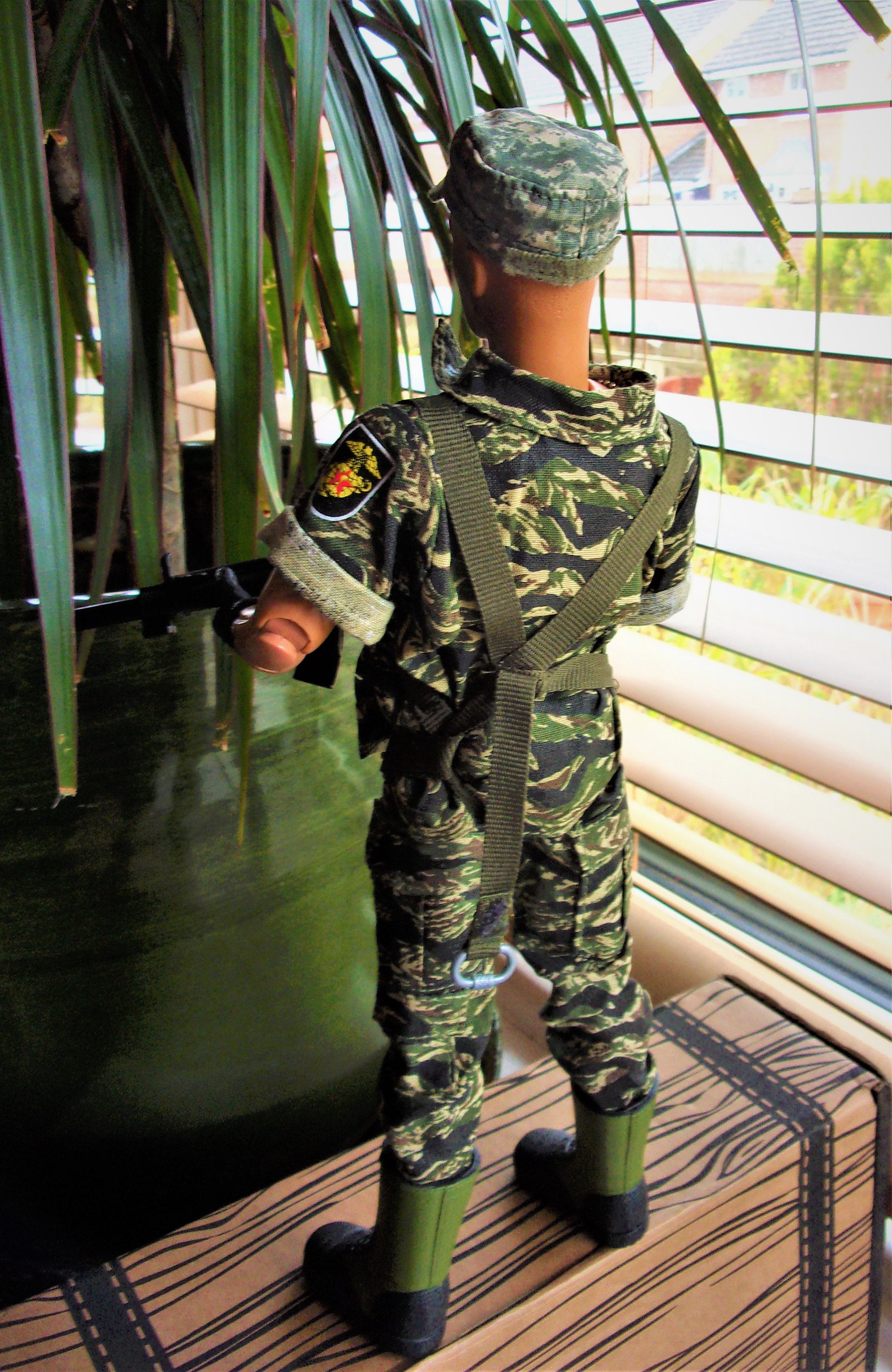 1990s Power Team Action Figure US Marine in Tiger Stripe