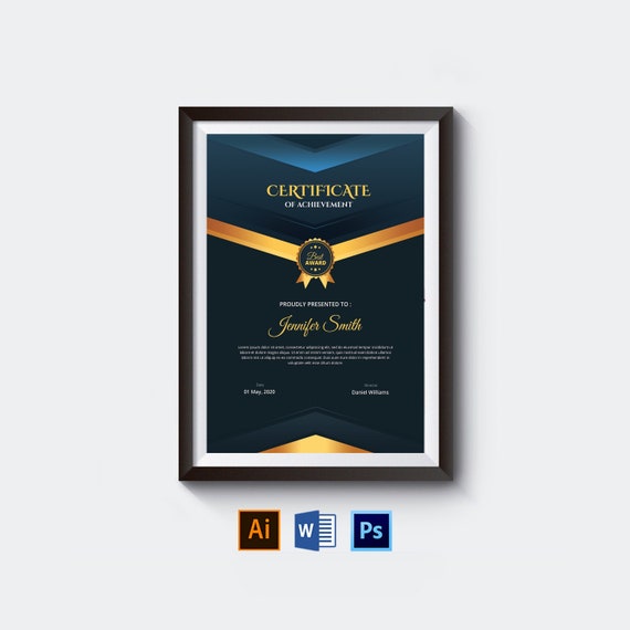 Certificate Template EDITABLE Printable Certificate - Etsy