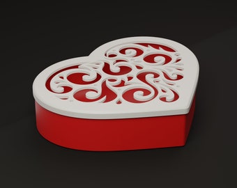 Boîte en forme de cœur personnalisable / cadeau Saint Valentin, fête des mères / impression 3D