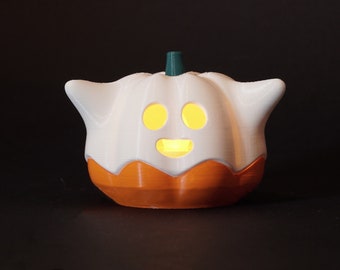 Ghost Pumpkin tealight holder / free LED candle / 3D printing