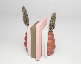 Designer bookends with integrated vase – Customizable decoration – Original gift – 3D printed