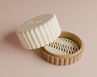 Customizable round soap box - carrying case for solid cosmetics - 3D printed
