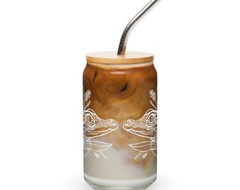 Double Trouble glass w/ lid and straw