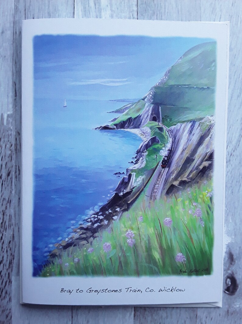Blank inside Greystones Old Harbour New Marina Greystones Gems Greeting Cards The Cove Bray to Greystones Train Co Wicklow Pack of 4