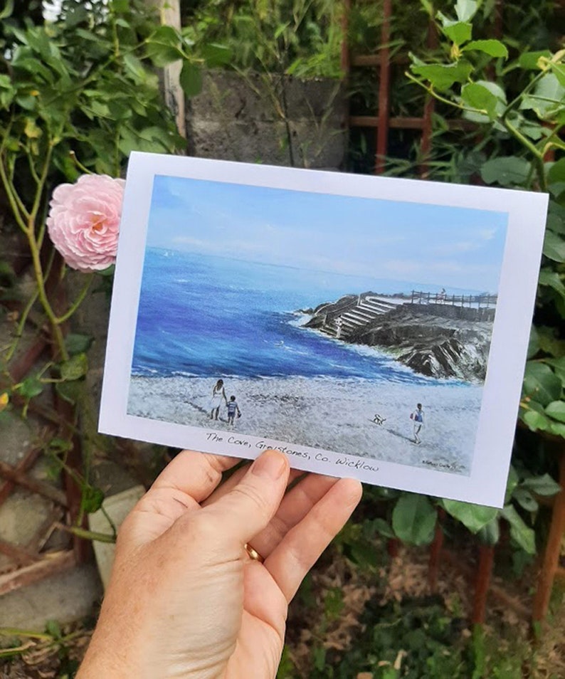 Blank inside Greystones Old Harbour New Marina Greystones Gems Greeting Cards The Cove Bray to Greystones Train Co Wicklow Pack of 4