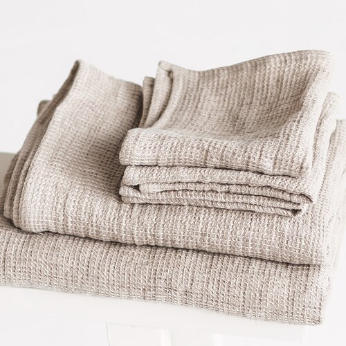 Waffle Linen Towels Natural Linen Bath Towel Undyed Linen Etsy