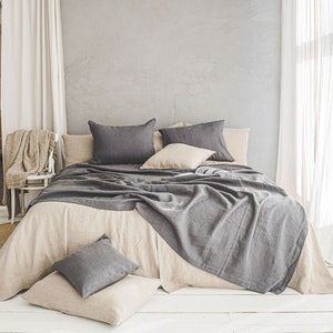 Natural Linen Bedspread Large Linen Throw Blanket Dark Grey Linen Bed Cover Heavyweight Linen Blanket Softened Linen Bed Throw. Etsy