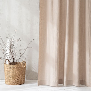 Sand linen curtain - Transform your space with eco-friendly window treatments, Handmade softened linen curtain panel, Custom length curtain.