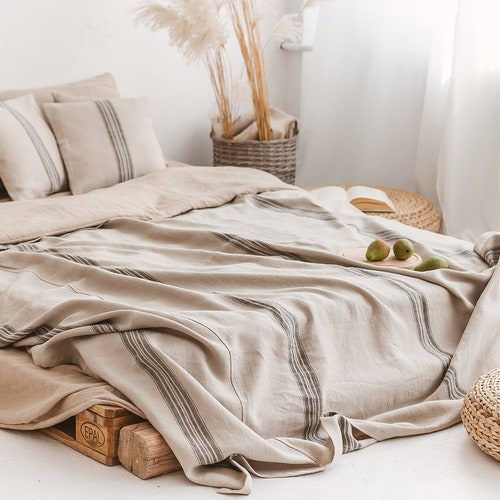 Heavy Weight Linen Throw Blanket Natural Rustic Linen Throw Etsy