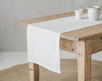 Off white linen table runner, Wedding linen table runner, Soft natural linen table runner, Linen home decor, Eco-friendly table runner.