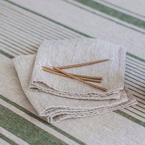 Natural linen napkins from French style linen fabric, Rough linen napkins, Heavyweight washed linen napkins, Handmade linen napkins set.