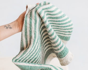 Natural linen towels - set of 2, Rustic tea towels, Organic washed linen towels, Kitchen towels, Vintage tea towels, Striped linen towels.