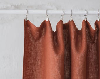 Natural Linen Curtain for Clips, Handmade Natural Linen Window Panel with Simple Hem, Warm Light Filtering Curtain for Living Room, Bedroom.