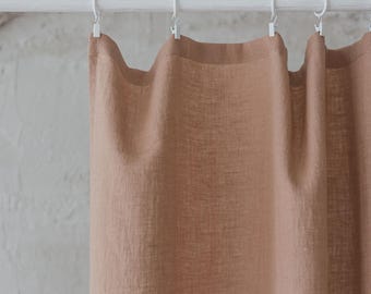 Handmade 100% Natural Linen Curtain with Simple Hem, Hangs with Clips, Curtain for Bedroom or Living Room, Light Filtering Linen Drape.