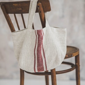 French style linen bag, Vintage linen bag, Small linen tote bag, Natural linen bag for women and men, Eco friendly linen bag, Mini tote bag.