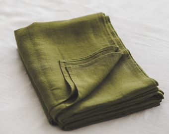 ForestlandLinen Moss Green Linen Flat Sheet: Handmade comfort for better sleep, Natural softened linen sheet, Premium quality linen bedding.