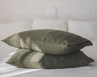 Natural softened linen pillowcase, Handmade linen pillowcase with envelope closure, Standard, King, Queen, custom sizes linen pillowcases.