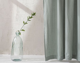 Rod pocket linen curtain, Medium weight linen curtain in various colors, Natural linen curtain panel, Handmade custom length linen curtain.