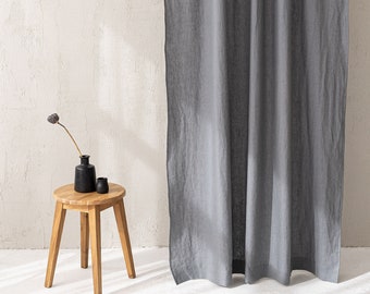 Grey linen curtain, Handcrafted custom length linen curtain, Natural linen curtain in various colors, Linen home decor, Window treatments.