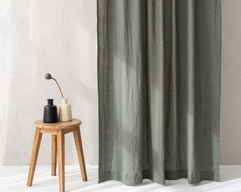 Gray green linen curtain, Handcrafted custom linen curtain, Natural linen curtain in various colors, Linen home decor, Window treatments.