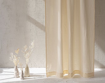 Cream linen curtain, Rod pocket linen curtain, Natural linen window treatments, Linen home decor, Linen curtain for minimalist design.