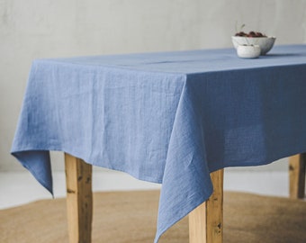 Blaue Leinen Tischdecke in verschiedenen Farben, Handgemachte Natur Tischdecke, Bio Leinen Tischdecke in verschiedenen Farben.