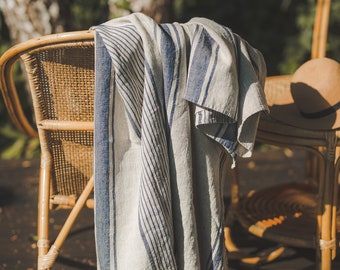 Strandtuch im französischen Stil, Strandtuch aus Leinen, Sommertuch aus Leinen, Saunatuch im Vintage-Stil, Badetuch aus Naturleinen, Körpertuch aus Naturleinen.