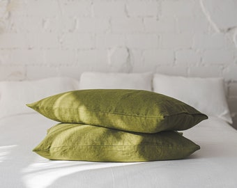 Natural linen pillowcase, Standard, queen, king, custom size pillowcases, 100% European linen pillow cover, Softened linen pillowcase.