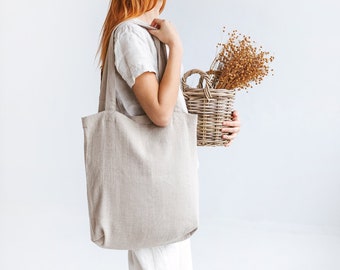 Linen tote bag, Undyed linen bag, Natural summer bag for women and men, Casual linen bag in various colors, Linen tote bag for everyday use.