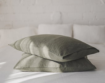 Linen pillowcase with envelope closure, Various colors available, Soft natural linen pillow cover, Standard, queen, king linen pillowcase.