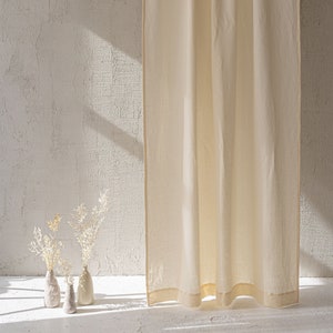 Cream linen curtain, Rod pocket linen curtain, Natural linen window treatments, Linen home decor, Linen curtain for minimalist design.