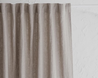 Zwaar natuurlijk linnen gordijnpaneel met multifunctionele titeltape, rustieke boerderijlinnen gordijnen, op maat gemaakte handgemaakte raambekleding.