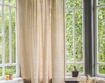 Sand linen curtain - Transform your space with eco-friendly window treatments, Handmade softened linen curtain panel, Custom length curtain.