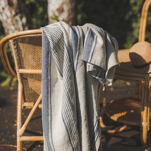 French style linen towel, Linen beach towel, Linen summer towel, Natural sauna towel, Vintage linen bath towel, Natural linen body towel.