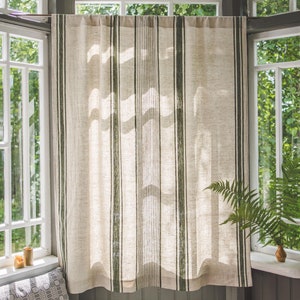 French style linen curtain, Linen window treatments, Linen rod pocket curtain, Farmhouse natural linen curtain, Custom linen curtain.