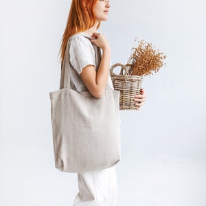 Leinentasche, Ungefärbte Leinentasche, Natürliche Sommertasche für Frauen und Männer, Lässige Leinentasche in verschiedenen Farben, Leinentasche für den täglichen Gebrauch.