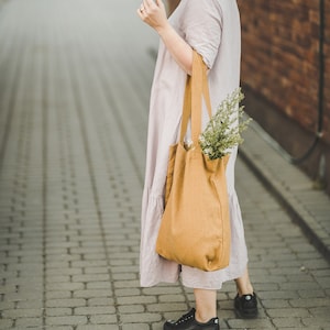 Sac fourre-tout en lin, Sac en lin épais, Sac fourre-tout en lin pour femme et homme, Sac d'été fait main, Sac en lin doux pour un usage quotidien, Cabas écologique.