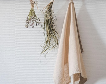 Set of 2 Linen Tea Towels – Midweight, Absorbent Kitchen Towels | Handmade from Natural Linen, Available in Various Colors | Hand towels.