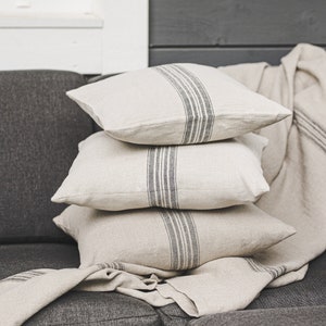 Rustic linen pillowcase, French style cushion cover, Farmhouse linen pillow case, Natural linen pillow cover, Country style pillowcase. image 1