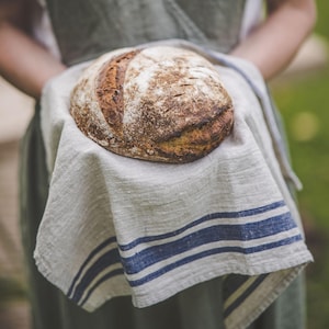 Linen hand towels - Set of 2, Linen kitchen towels, French style linen towels, Vintage tea towels, Rustic linen towels, Striped tea towels.