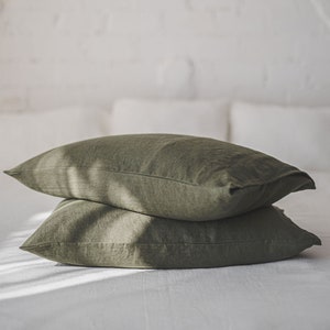 Natürlicher weicher Leinenkissenbezug, handgemachter Leinenkissenbezug mit Hotelverschluss, Standard, König, Königin, Leinenkissenbezüge in Sondergrößen.