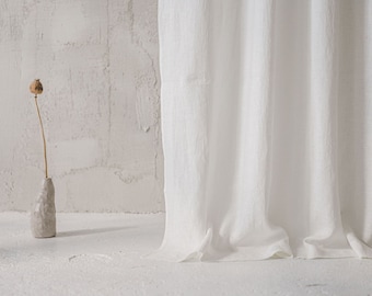 Off white linen curtain panel, Rod pocket linen curtain, Softened natural linen curtain, Organic linen curtain, Extra long linen curtain.