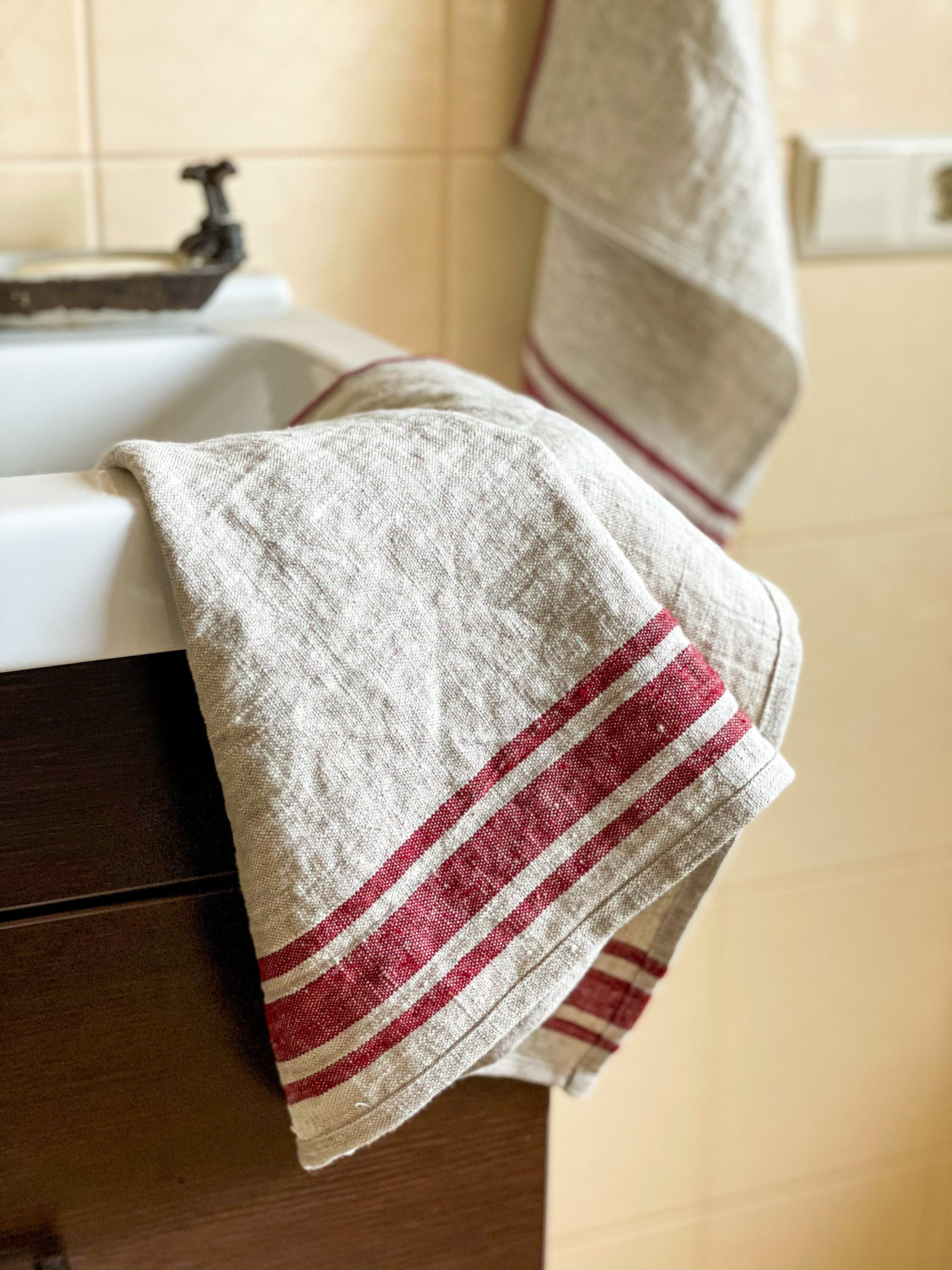 Linen Rustic Quality Undyed Kitchen Dish Towels Set of Two/ Heavy Weig –  LGlinen