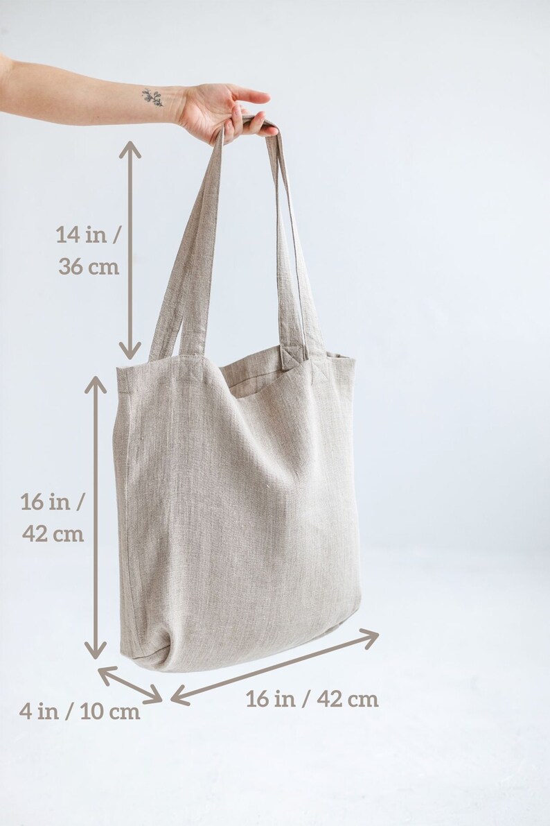 Linen tote bag, Undyed linen bag, Natural summer bag for women and men, Casual linen bag in various colors, Linen tote bag for everyday use. image 8