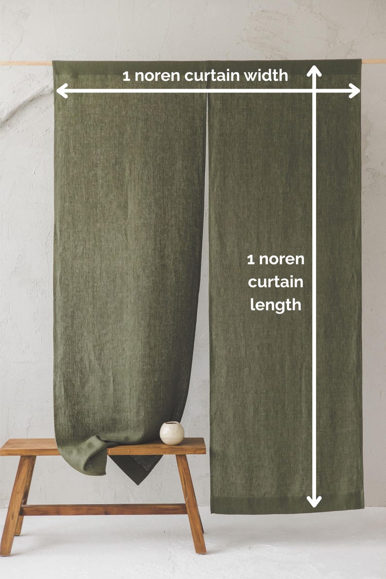 Thick Linen Noren Curtain for Doorway | Eco-Friendly Privacy Divider | Japanese Style Curtain for Homes | Sustainable Room Decor image 6