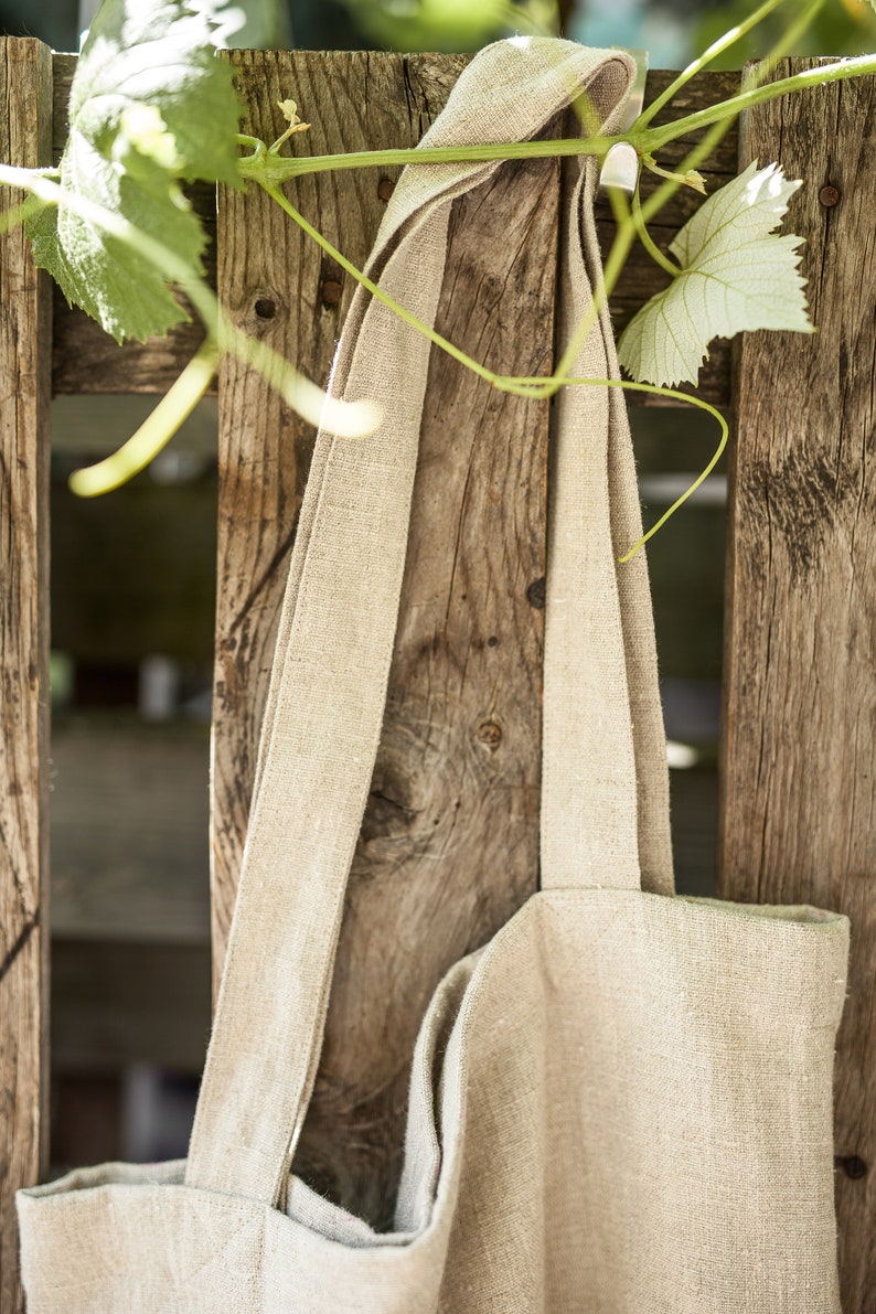 Linen tote bag, Undyed linen bag, Natural summer bag for women and men, Casual linen bag in various colors, Linen tote bag for everyday use. image 2