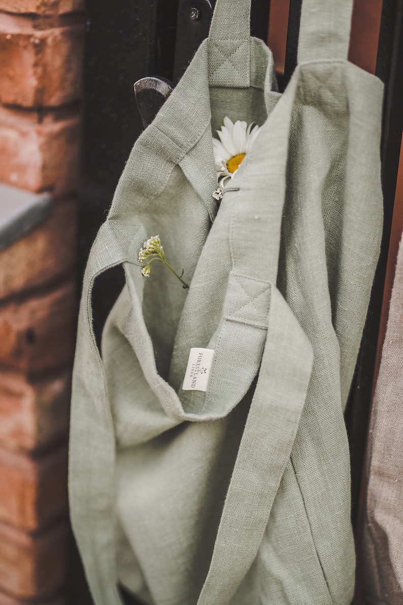 Linen tote bag, Undyed linen bag, Natural summer bag for women and men, Casual linen bag in various colors, Linen tote bag for everyday use. image 3
