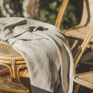 Natural linen beach blanket, Undyed linen summer blanket, Linen picnic blanket, Natural throw blanket, Camping linen blanket, Linen plaid. image 5